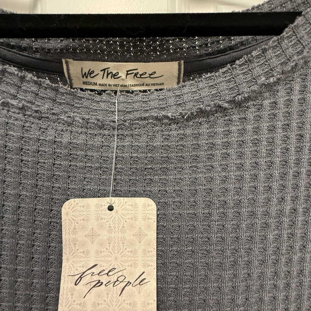 We The Free Two-Tone Grey Waffle Knit Layered Hem - Picture 3 of 4